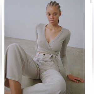 OZMA DANCE WRAP TOP(Regen Silk Noil Jersey)Heather Grey